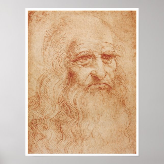 Poster Autoportrait, Balle rouge, Léonard de Vinci, 1519 (Devant)