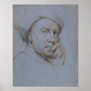 Poster Autoportrait (craie noire, rouge et blanche sur bl