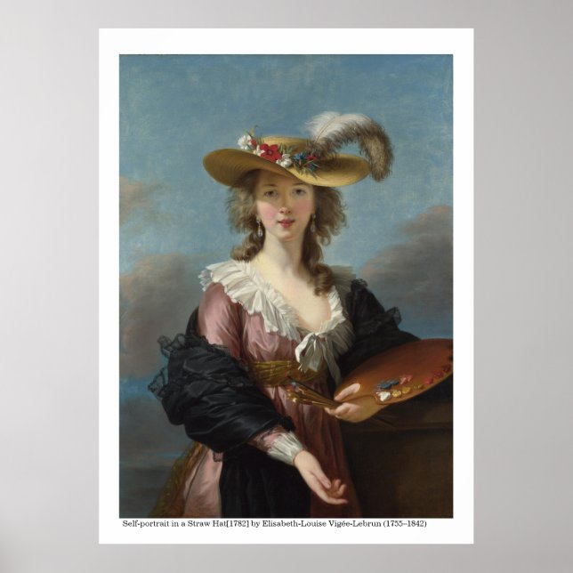 Poster Autoportrait dans un Casquette de paille 1782 (Devant)