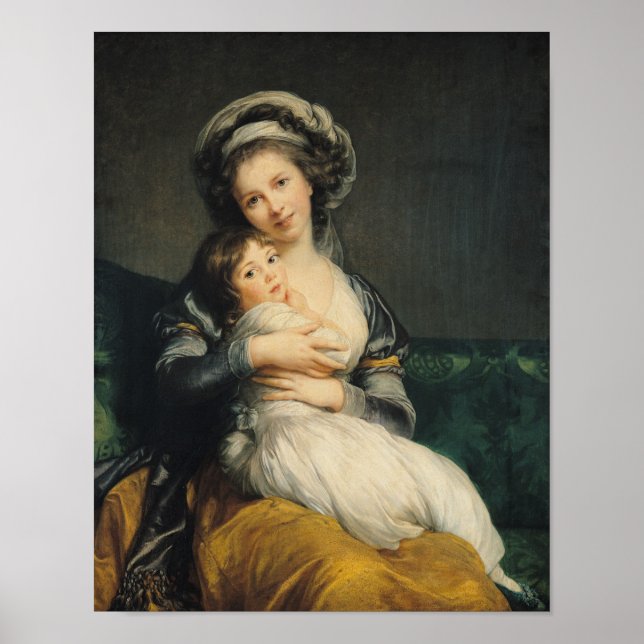Poster Autoportrait dans un Turban avec son enfant, 1786 (Devant)