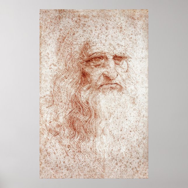 Poster Autoportrait de Léonard de Vinci (1512) Peinture (Devant)
