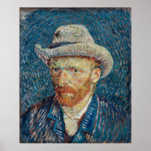 Poster Autoportrait de Van Gogh avec Casquette gris