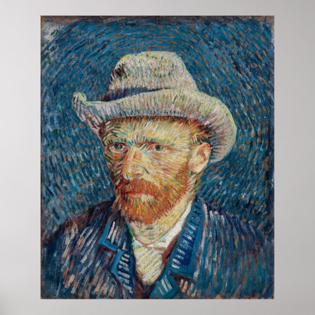 Poster Autoportrait de Van Gogh avec Casquette gris (Devant)