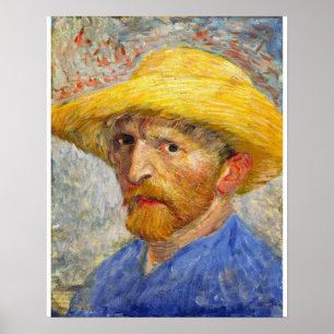 Poster Autoportrait de Van Gogh avec chapeau de paille