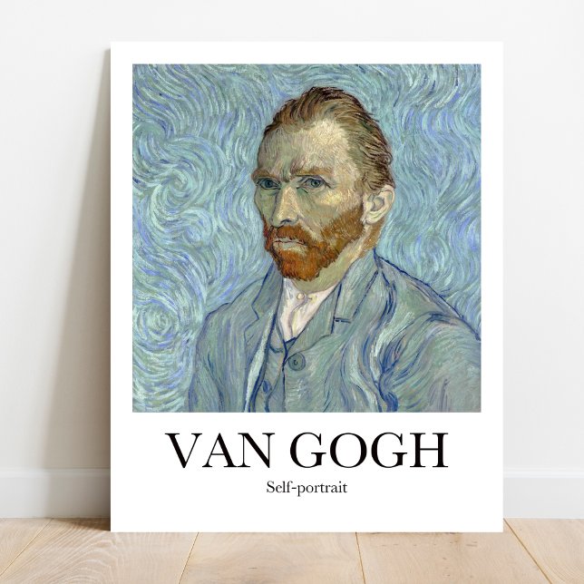 Poster Autoportrait de Vincent van Gogh (Own a Van Gogh: Self-Portrait (1889). Vivid colors, museum-quality print)