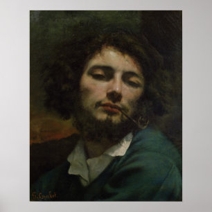 Poster Autoportrait ou, l'homme avec un tuyau, c.1846