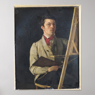 Poster Autoportrait, se reposant à côté d'un chevalet,