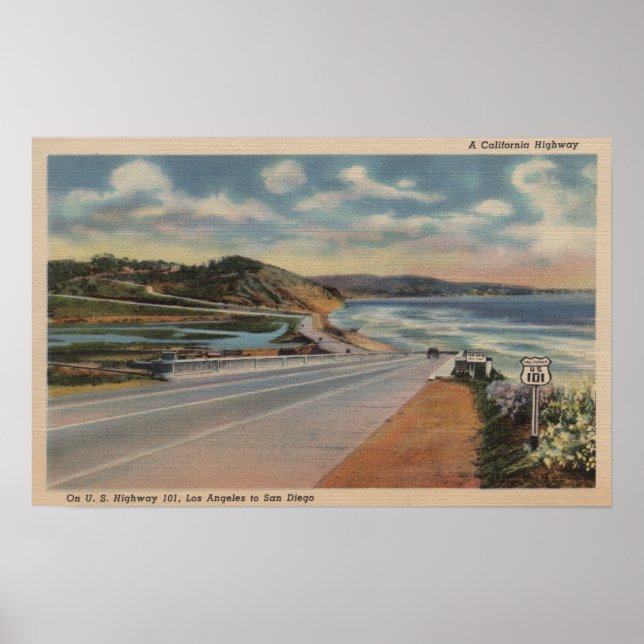 Poster Autoroute 101 sur la côte de Californie ViewState (Devant)