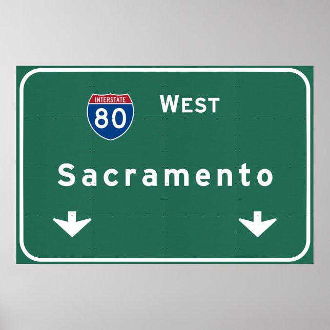 Poster Autoroute Interstate Highway Sacramento California (Devant)