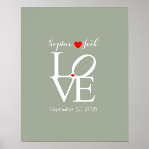 Poster Autre mariage livre d'hôtes LOVE choisir la couleu