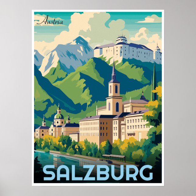 Poster Autriche capitale salzbourg skyline (Devant)