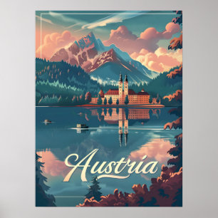 Poster Autriche Sérénité : Lakeside Mountain