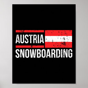 Poster Autriche Snowboard Autriche Drapeau autrichien Hal