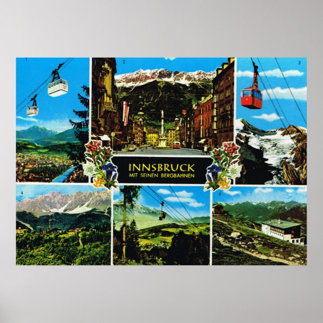 Poster Autriche vintage, Innsbruck multiview (Devant)