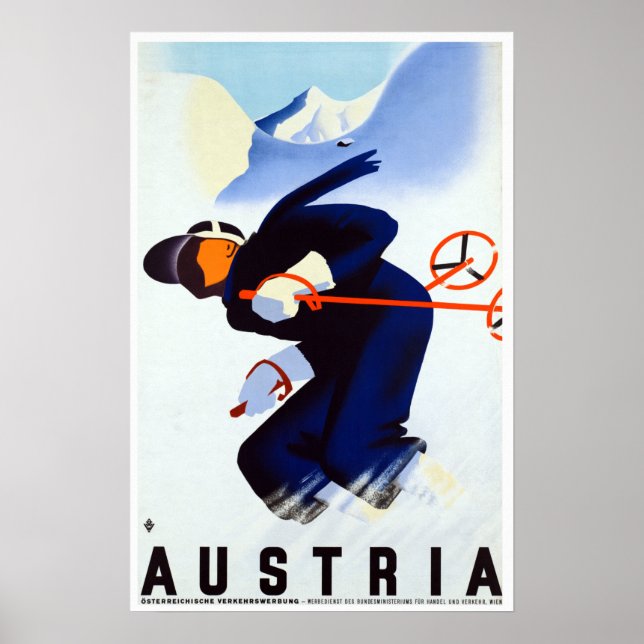Poster Autriche vintage Voyage de ski (Devant)