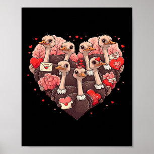 Poster Autruche drôle Saint Valentin Autruche Femmes Homm