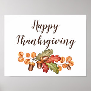 Poster Autumn leaves and acorns custom  