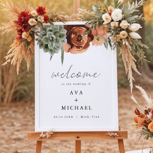Poster AVA Boho Terracotta & Succulent Mariage Bienvenue