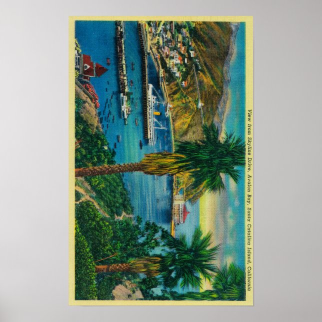 Poster Avalon Bay, Père Noël Catalina Island de Skyline (Devant)
