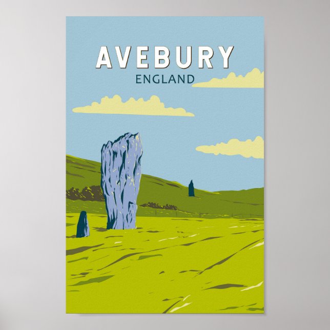 Poster Avebury England Travel Art Vintage (Devant)