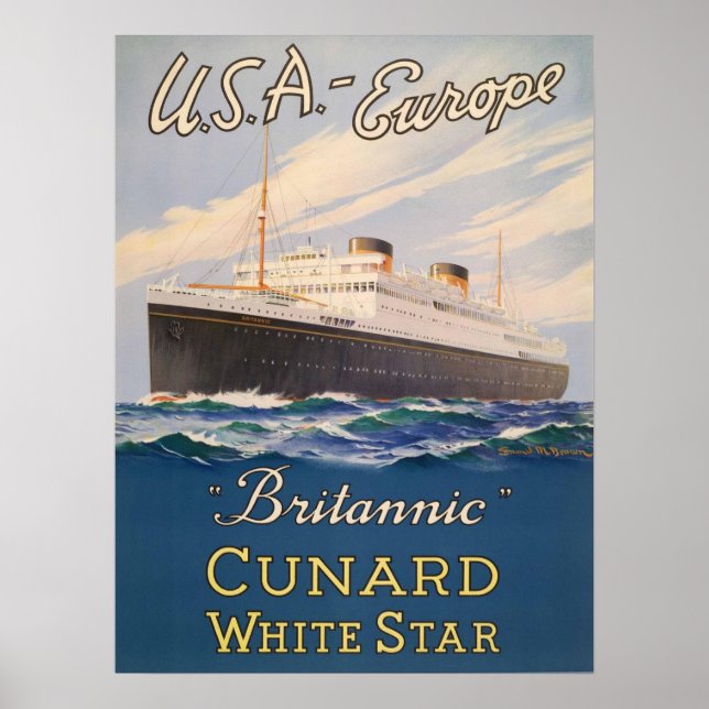 Poster avec bateau de croisière Poster publicitair (Devant)