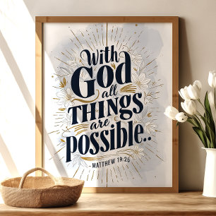Poster Avec Dieu, tout est possible: Matthieu 19:26