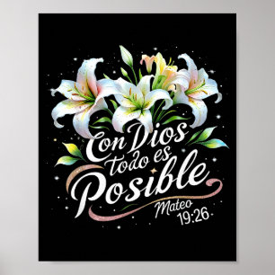 Poster Avec Dieu Tout Est Possible Matthieu 19_26 Cadeau
