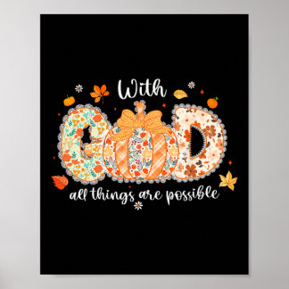 Poster Avec Dieu Toutes Choses Sont Possibles Floral Auto