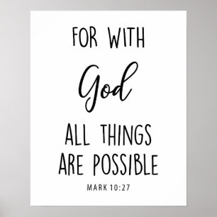 Poster avec Dieu toutes les choses sont possibles citatio