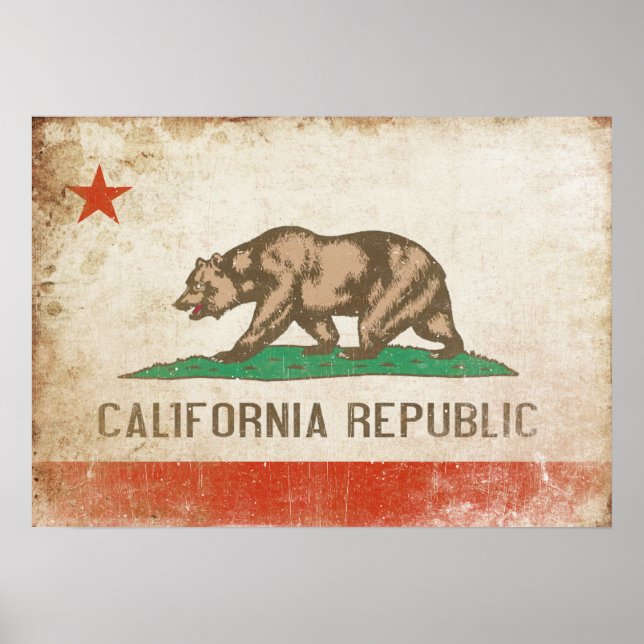 Poster avec Distressed California (Devant)
