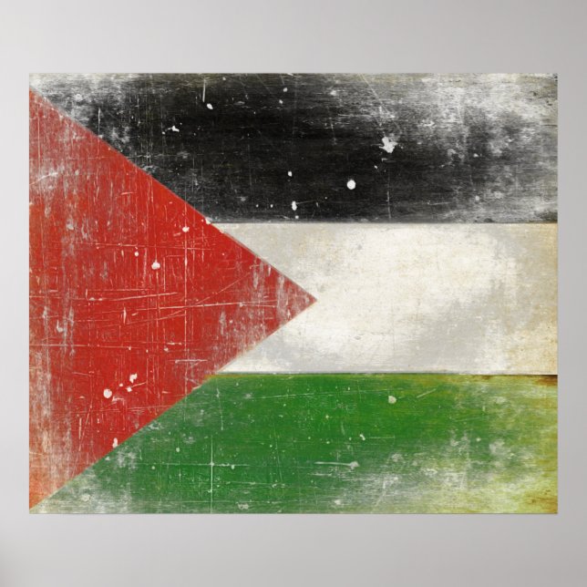 Poster avec Distressed Drapeau de Palestine (Devant)