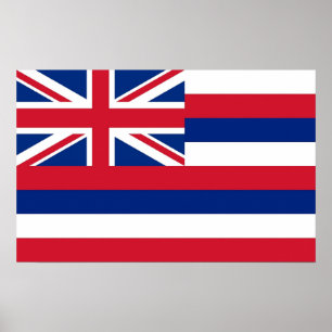 Poster avec Drapeau de Hawaï, U.S.A.