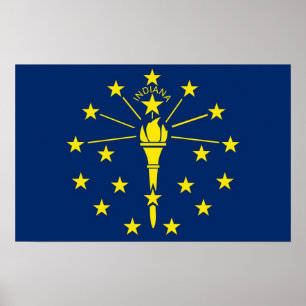 Poster avec Drapeau de l'Indiana, U.S.A.
