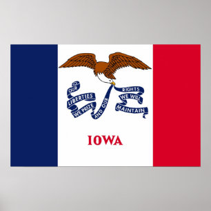 Poster avec Drapeau de l'Iowa, U.S.A.