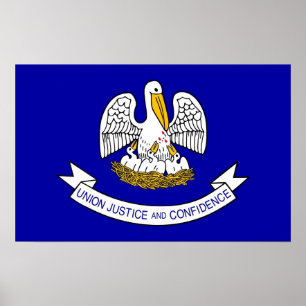 Poster avec Drapeau de Louisiane, U.S.A.