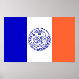 Poster avec Drapeau de New York, U.S.A.