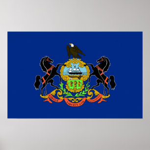 Poster avec Drapeau de Pennsylvanie, U.S.A.