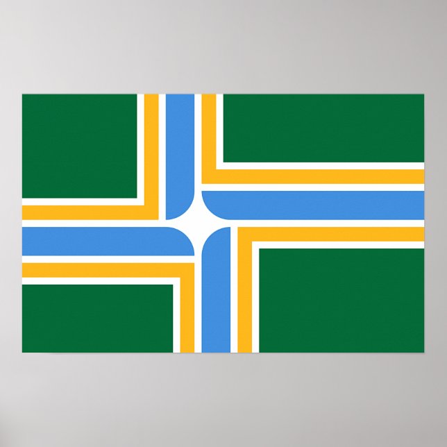 Poster avec Drapeau de Portland, Oregon, USA (Devant)