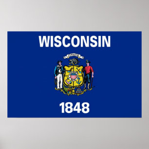 Poster avec Drapeau du Wisconsin, U.S.A.