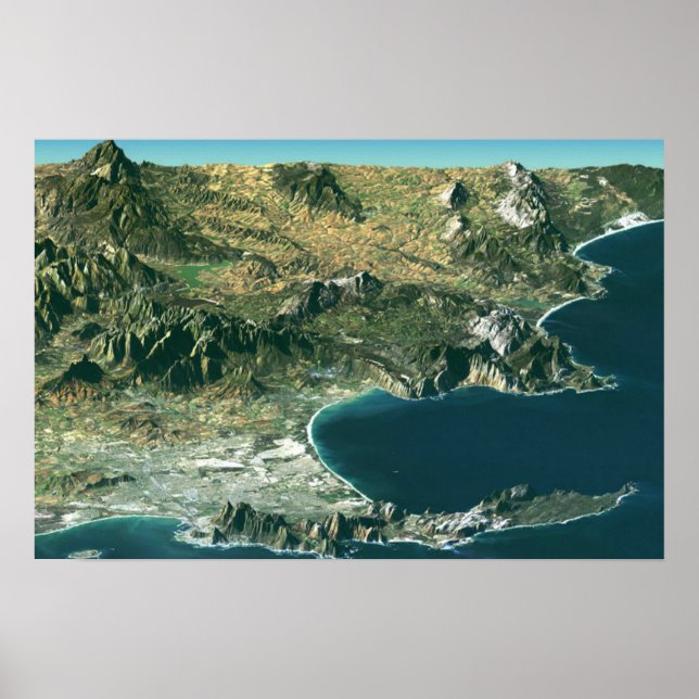 Poster Avec Image Satellite Sur Le Cap (Devant)