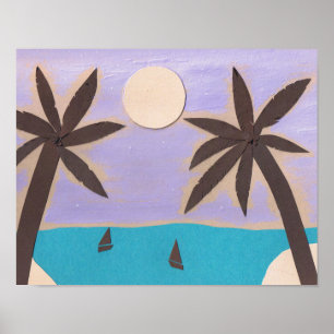 Poster avec palmiers et une mer Turquoise