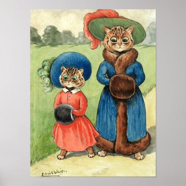 Poster Avec Tante par Louis Wain (Devant)