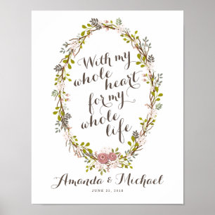 Poster Avec tout mon coeur Mariage de couronne fleurie