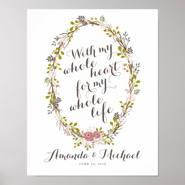 Poster Avec tout mon coeur Mariage de couronne fleurie (Devant)