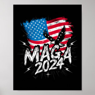 Poster Avec Trump Maga 2024, Le Pavillon Patriotique Vote