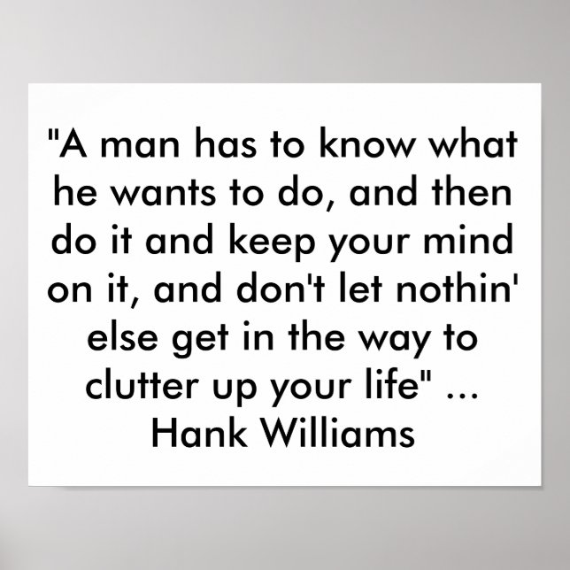 Poster avec une citation de Hank Williams "Un homm (Devant)