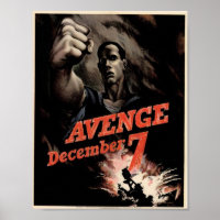 Avenge Décembre 7 Bureau de la Guerre Vintage Post