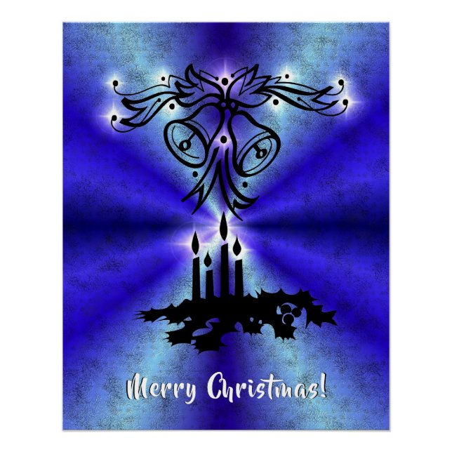 Poster Avent, Artdeco de Noël sur Blue Green Rainbow (Devant)