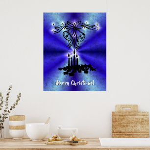 Poster Avent, Artdeco de Noël sur Blue Green Rainbow