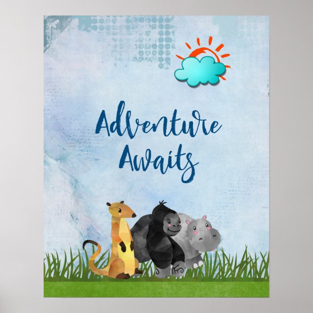 Poster Aventure Await - Gorilla Hippo et Meerkat (Devant)